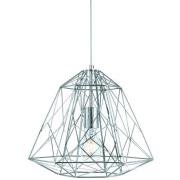 Albion Ceiling Pendant Light In Chrome Geometric Cage Frame