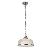 Bistro II Pendant Light In Satin Silver And Halophane Glass