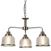 Bistro II 3 Light Pendant In Antique Brass And Halophane Glass