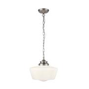 School House White Pendant Ceiling Light With Opal Glass