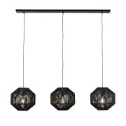 Wicker Wall Hung Bar 3 Pendant Light In Matt Black