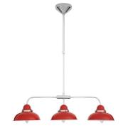 Jaspro 3 Steel Shades Pendant Light In Red And Chrome