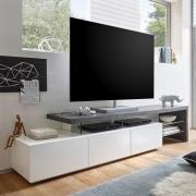 Alanis Wooden TV Stand With Storage In Concrete And Matt White