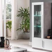 Breta Gloss Display Cabinet 1 Door In White And Grey With LED