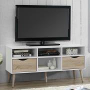 Appleton Wooden TV Stand Large In White And Oak Effect