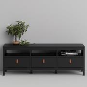 Barcila 3 Drawers Wooden TV Stand In Matt Black