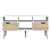 Oklo Wooden 2 Drawers 4 Shelves TV Stand In White And Oak