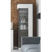 Zinger LED Left Handed Glass Display Cabinet In Grey And White