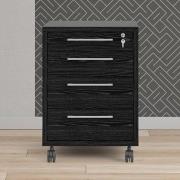 Prax Mobile Office Pedestal In Black With 4 Drawers