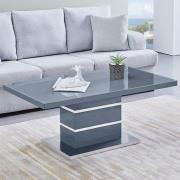 Parini High Gloss Coffee Table In Grey With Glass Top