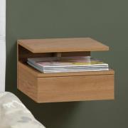 Ashanti Wall Hung Wooden Bedside Cabinet In Matt Wild Oak