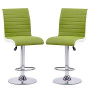 Ritz Green And White Faux Leather Bar Stools In Pair