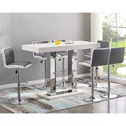 Caprice Large White Gloss Bar Table 6 Copez Grey White Stools