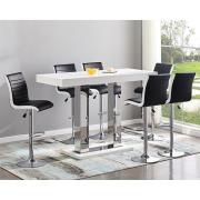 Caprice Large White Gloss Bar Table 6 Ritz Black White Stools