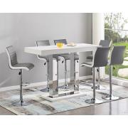 Caprice Large White Gloss Bar Table 6 Ritz Grey White Stools