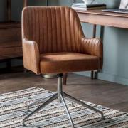 Canyon Swivel Leather Home And Office Chair In Vintage Brown