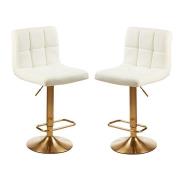 Baino White Faux Leather Bar Chairs With Gold Base In A Pair