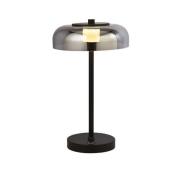 Frisbee LED Table Lamp In Matt Black With Smoked Glass