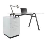 Carlton Smoked Glass Laptop Desk With 3 Drawers In White