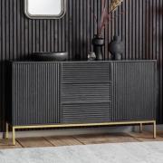 Pauls Mango Wood Sideboard With 2 Doors 3 Drawers In Black