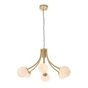 Bloom 6 Lights Opal Glass Ceiling Pendant Light In Satin Brass