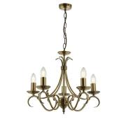 Bernice 5 Lights Ceiling Pendant Light In Antique Brass