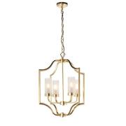 Edrea 4 Lights Glass Ceiling Pendant Light In Satin Brass