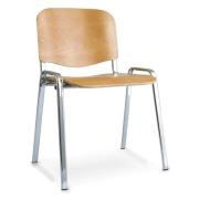 Marisa Beech Wooden Office Chair In Chrome Frame Without Arms