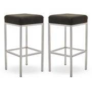 Baino Black Leather Bar Stools With Chrome Legs In A Pair