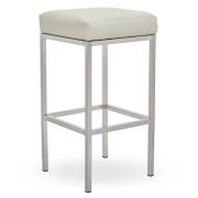 Baino White PU Faux Leather Bar Stool With Chrome Legs