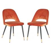 Biretta Rust Velvet Dining Chairs With Metal Frame In Pair