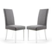 Rabat Steel Grey Fabric Dining Chairs With White Legs In Pair