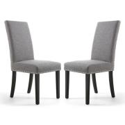 Rabat Steel Grey Fabric Dining Chairs With Black Legs In Pair