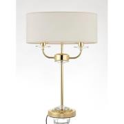 Nixon 2 Lights Vintage White Fabric Table Lamp In Brass