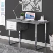 Carlo Wooden Computer Desk In Concrete Effect With Chrome Legs