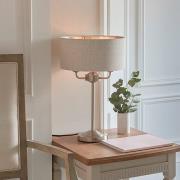 Highclere Natural Linen Shade Table Lamp In Brushed Chrome