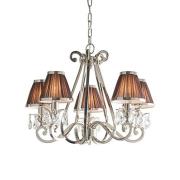 Oksana 5 Lights Pendant Light In Nickel With Chocolate Shades