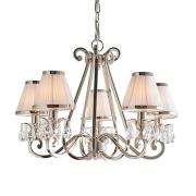 Oksana 5 Lights Pendant Light In Nickel With White Shades