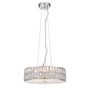 Verina LED 5 Lights Crystal Round Pendant Light In Chrome