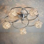 Talia 5 Lights Clear Crystal Semi Flush Ceiling Light In Chrome