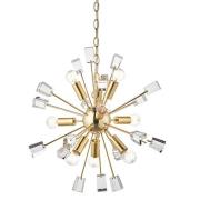 Miro 9 Lights Clear Crystal Pendant Light In Satin Brass