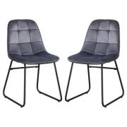 Lyster Grey Velvet Dining Chairs In A Pair