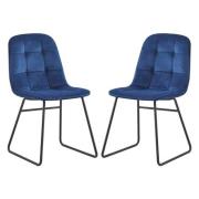 Lyster Sapphire Blue Velvet Dining Chairs In A Pair