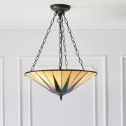 Dark Star 3 Lights Tiffany Glass Pendant Light In Dark Bronze