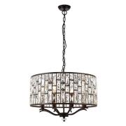 Belle 8 Lights Faceted Glass Pendant Light In Dark Bronze