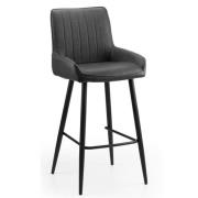 Sakaye Faux Leather Bar Chair In Black