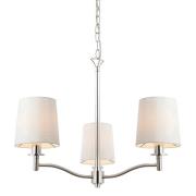 Ortona 3 Lights White Shades Pendant Light In Bright Nickel