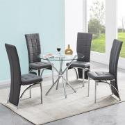 Criss Cross Glass Dining Table With 4 Ravenna Grey Chairs