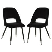 Warns Black Velvet Dining Chairs With Silver Foottips In A Pair