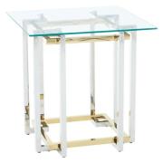 Elaina Clear Glass Side Table With Stainless Steel Base